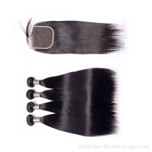 Sunlight wholesale bundle virgin hair Brazilian Straight body wave 10A high quality human hair weave bundles with closure